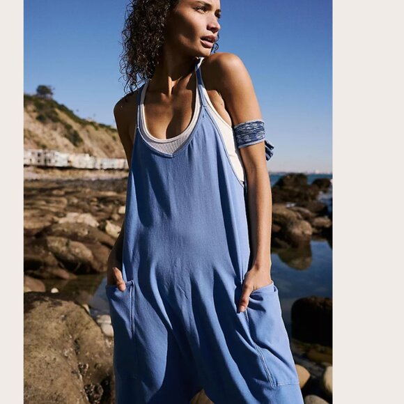 new Free People Hot Shot Onesie Jumpsuit 💙Misty Blue 257 3J2 - Picture 7 of 17